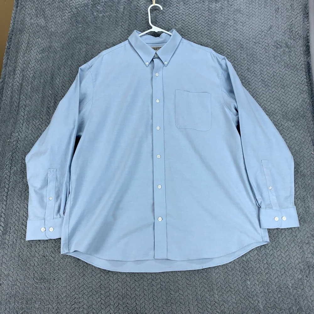 Duluth Trading Co. Shirt Men's Size XL 100% Cotton Blue Button Front Work Oxford